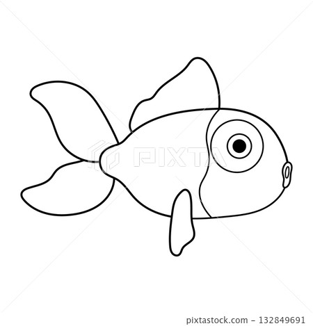 Cute Cartoon Fish Outline Vector Illustration. Perfect for childrens coloring books, educational materials, aquatic themed graphics, stickers and minimalist art projects. Cute Cartoon Fish Outline Vector Illustration. Perfect for childrens coloring books, educational materials, aquatic themed graphics, stickers and minimalist art projects. 132849691