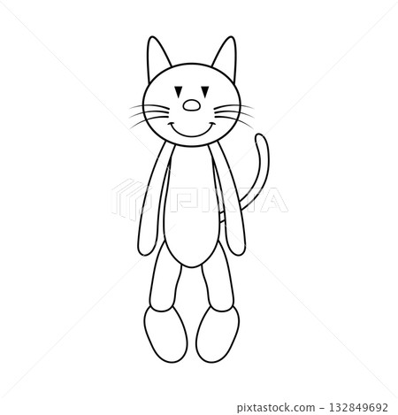 Cute Cartoon Cat Outline Vector Illustration. Its playful design makes it perfect for childrens coloring books, educational materials, stickers or minimalist art projects. Cute Cartoon Cat Outline Vector Illustration. Its playful design makes it perfect for childrens coloring books, educational materials, stickers or minimalist art projects. 132849692