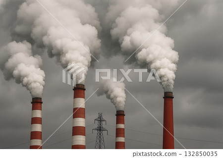 工廠煙囪和煙插圖_01 工廠煙囪和煙插圖_01 132850035