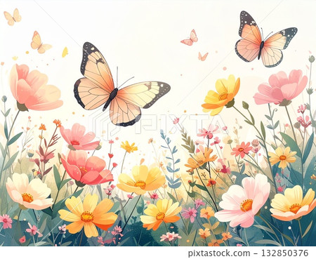 Flowers butterflies Flowers butterflies 132850376