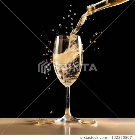 an AI Image Generator, Champagne Glass With Sparkling Wine Splashing an AI Image Generator, Champagne Glass With Sparkling Wine Splashing 132850807