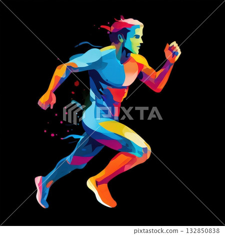 an AI Image Generator, Digital Art of a Man Running in Sportswear an AI Image Generator, Digital Art of a Man Running in Sportswear 132850838