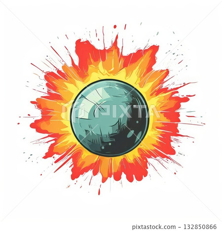 an AI Image Generator, Splash of Vibrant Colors Surrounding a Central Orb 132850866