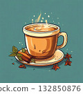 an AI Image Generator, Warm Cup of Spiced Tea with Cinnamon and Star 132850876