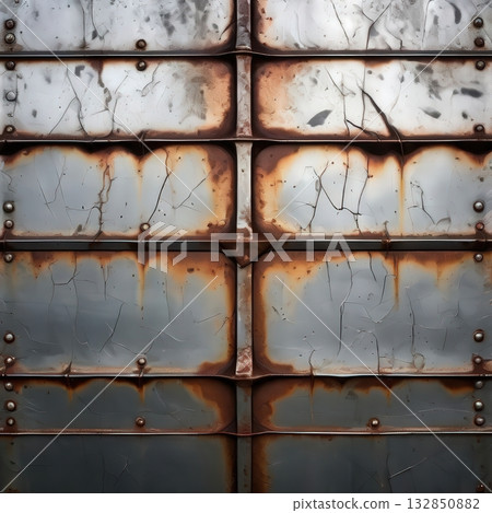an AI Image Generator, Metal Wall Panels With Cracked Surfaces And Industrial Grid Pattern Across Blocks an AI Image Generator, Metal Wall Panels With Cracked Surfaces And Industrial Grid Pattern Across Blocks 132850882