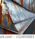 an AI Image Generator, Metal Wall Panels With Cracked Surfaces And Industrial Grid Pattern Across Blocks 132850883