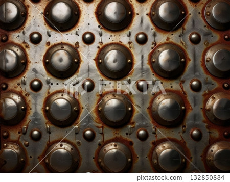 an AI Image Generator, Rusty Studded Surface, Texture, Pattern and History Closeup in Detail 132850884