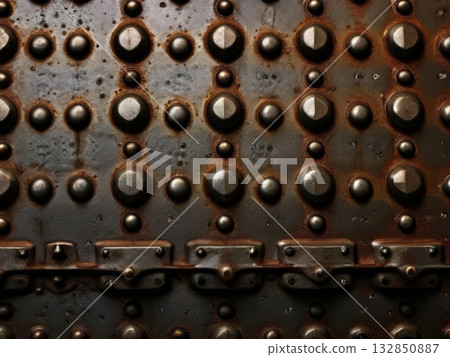 an AI Image Generator, Rusty Studded Surface, Texture, Pattern and History Closeup in Detail an AI Image Generator, Rusty Studded Surface, Texture, Pattern and History Closeup in Detail 132850887
