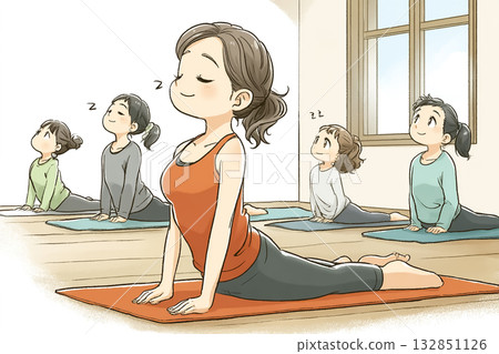 美羽系列：放鬆瑜珈 美羽坐在地板上伸展身體 132851126