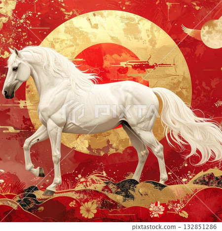 日出和日式背景 132851286