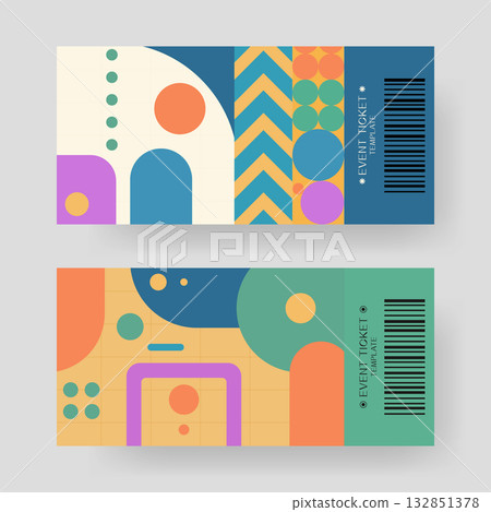 Event ticket template set. Ticket mockup. Vector template illustration. Event ticket template set. Ticket mockup. Vector template illustration. 132851378