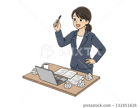 An office lady explaining an idea she came up with 132851626