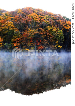 裡磐梯馬裡澤沼澤的秋葉 132851828