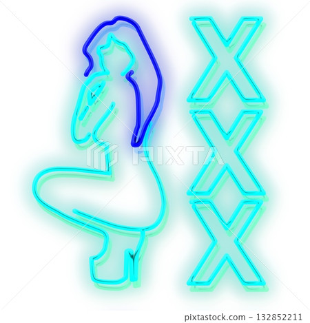 XXX glowing sign. Hot erotic showgirl neon lamp. XXX glowing sign. Hot erotic showgirl neon lamp. 132852211