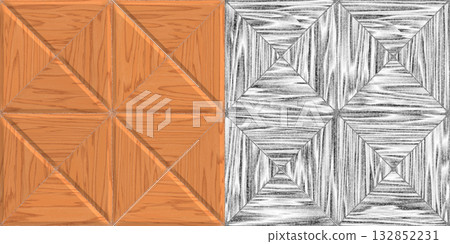 Texture of abstract oak parquet background. Parquet background via an alpha channel. 132852231