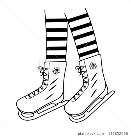 Silhouette of legs skating on ice at an ice rink. Vector logo illustration 132852466