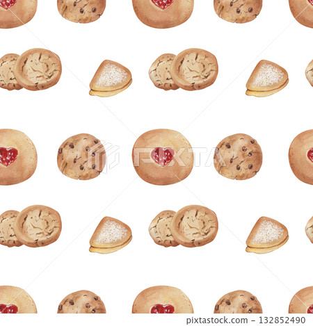 Seamless Pattern with different cookies  132852490