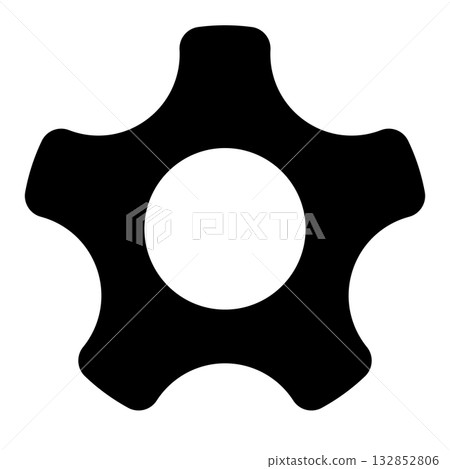 gear wheel silhouette shape, settings icon symbol, black and white illustration gear wheel silhouette shape, settings icon symbol, black and white illustration 132852806