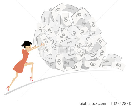 businesswoman, money, vector 132852888