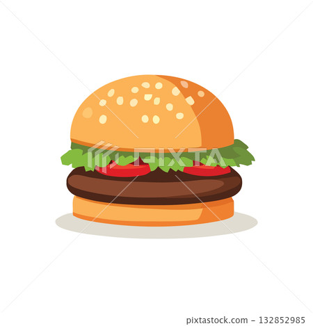 Juicy beef burger with fresh green lettuce 132852985