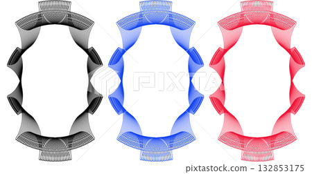 Set of blue, red and black line frames with double stroke. Monogram blank for text decoration. Set of blue, red and black line frames with double stroke. Monogram blank for text decoration. 132853175