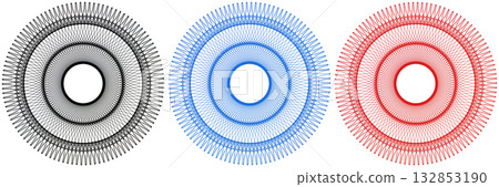 Set of blue, red and black line frames with double stroke. Monogram blank for text decoration. Set of blue, red and black line frames with double stroke. Monogram blank for text decoration. 132853190