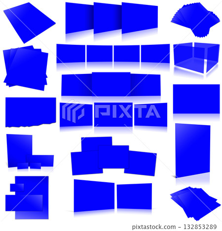 Blue paper letter for layouts and presentation design. 3D rendering. Blue paper letter for layouts and presentation design. 3D rendering. 132853289