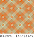 Check plaid seamless pattern with flowers. 132853425