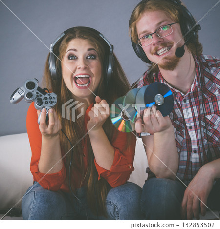 Gaming couple playing games 132853502