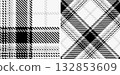 Set black and white check plaid seamless vector pattern. 132853609