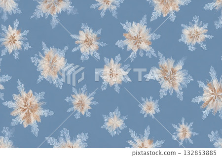 Elegant Snowflake Pattern on Blue Background, Winter Design 132853885
