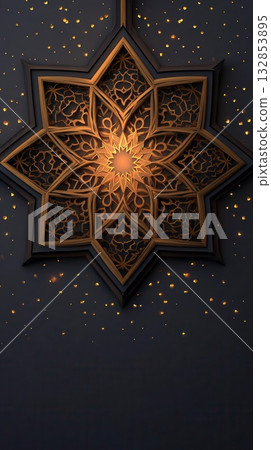 Elegant Star Ornament with Golden Light and Sparkles Elegant Star Ornament with Golden Light and Sparkles 132853895