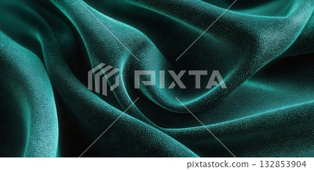 Elegant Teal Fabric Drapes with Luxurious Texture 132853904