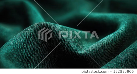 Elegant Teal Fabric Texture with Detailed Close-Up Shot 132853906