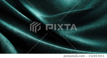 Elegant Teal Fabric with Luxurious Texture and Draping Elegant Teal Fabric with Luxurious Texture and Draping 132853911