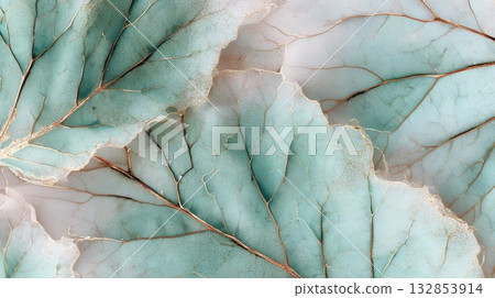 Elegant Teal Leaf Vein Texture for Artistic Designs 132853914