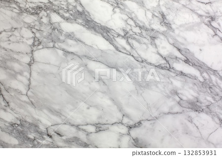 Elegant White Marble Texture with Gray Veins 132853931
