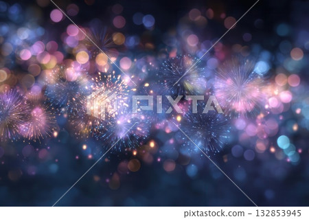 Festive Fireworks Display with Bokeh, Celebration Background Festive Fireworks Display with Bokeh, Celebration Background 132853945