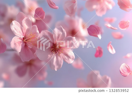 Floating Pink Cherry Blossoms Delicate Springtime Beauty Floating Pink Cherry Blossoms Delicate Springtime Beauty 132853952