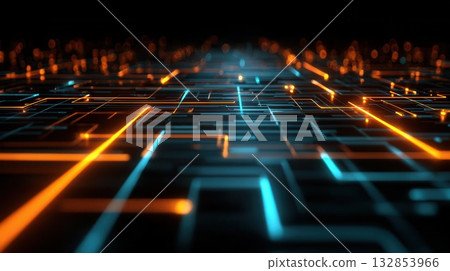Futuristic Abstract Circuit Board Design with Vibrant Colors Futuristic Abstract Circuit Board Design with Vibrant Colors 132853966