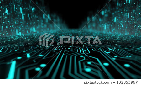 Futuristic Circuit Board Design with Glowing Blue Lines Futuristic Circuit Board Design with Glowing Blue Lines 132853967