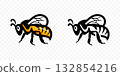 Flying honey bee vector logo design 132854216