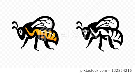 Flying honey bee vector logo design 132854216