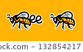 Flying honey bee vector logo design 132854217