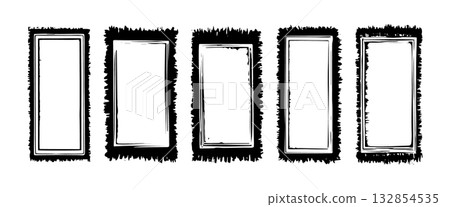 Decorative blank picture frames arranged in a row with unique designs for creative projects or displays in art Decorative blank picture frames arranged in a row with unique designs for creative projects or displays in art 132854535