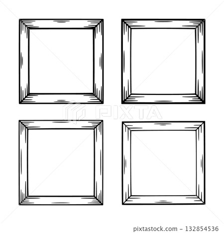 Empty square frames arranged in a grid ready for artwork or decoration 132854536