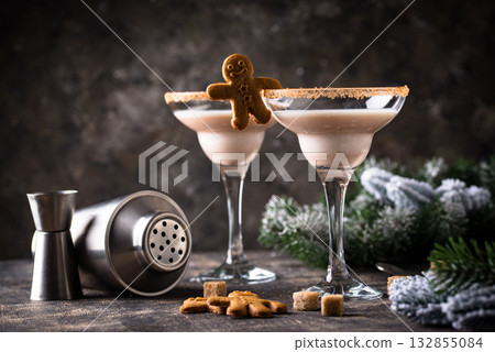 Christmas winter creamy cocktail eggnog Christmas winter creamy cocktail eggnog 132855084