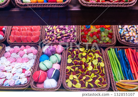Candies gummy marshmallow Sweet Food. Set different candy background Candies gummy marshmallow Sweet Food. Set different candy background 132855107