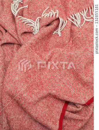 Cozy Red Woven Texture Close-Up. 132855181