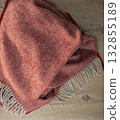 Red Woven Throw Blanket with Tassels 132855189